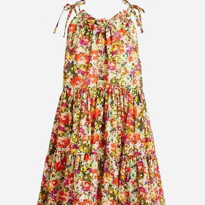 J CREW Tie-shoulder tiered mini dress in painterly floral